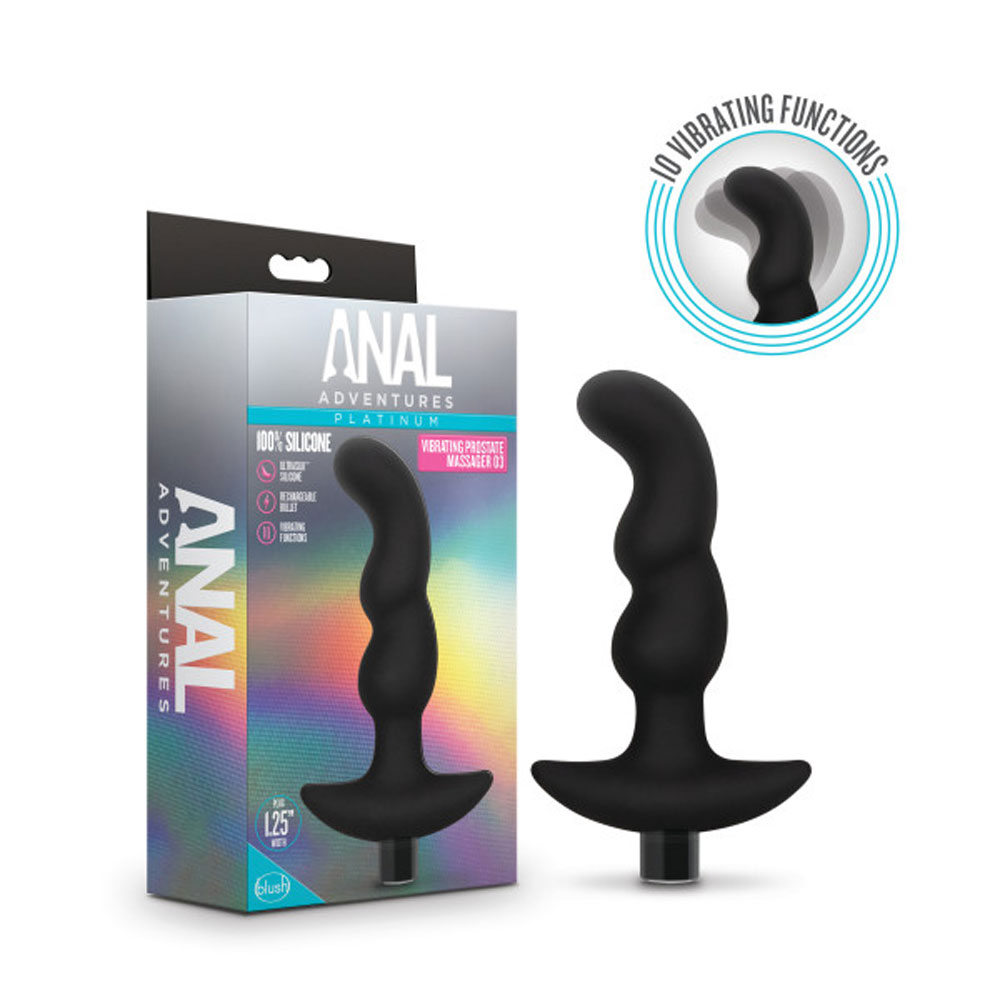 anal adventures   platinum silicone vibrating  prostate massager    black 